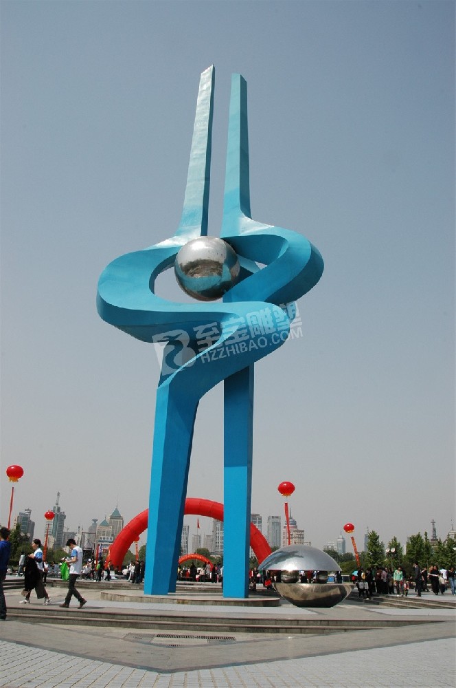 城市廣場(chǎng)幾何拼圖不銹鋼雕塑定制